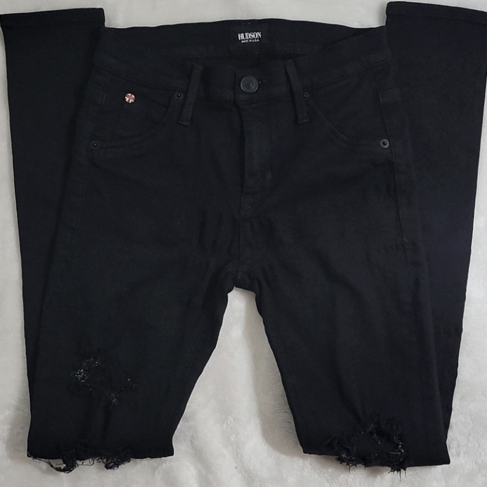 Hudson Lily Mid-Rise Ankle Skinny Distressed Jeans Size 25